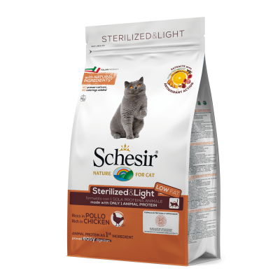 Schesir Cat Dry Sterilized & Light Ricco in Pollo