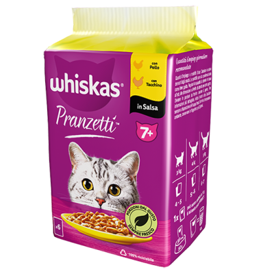 Whiskas Busta Pranzetti Pollo, Tacchino 7+ 6X50g