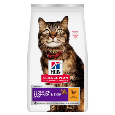Hill's Science Plan Adult Sensitive Stomach & Skin Alimento per Gatti al Pollo 1,5kg
