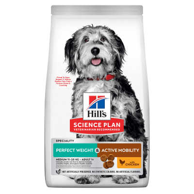 Hill's Science Plan Perfect Weight & Active Mobility Medium Breed Adult Alimento per Cani con Pollo 12kg