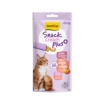 GimCat Snack Cream Plus Senior Salmone e Zucca 6x15g