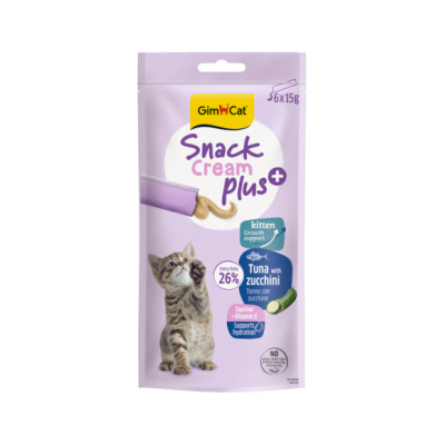 GimCat Snack Cream Plus Junior Tonno e Zucchine 6x15g