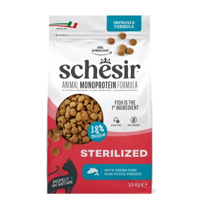 Schesir Cat Dry Sterilized & Light Ricco in Pesce