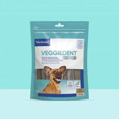 Virbac Veggiedent Fr3sh Snack Dentali per la Pulizia dei Denti del Cane 15pz