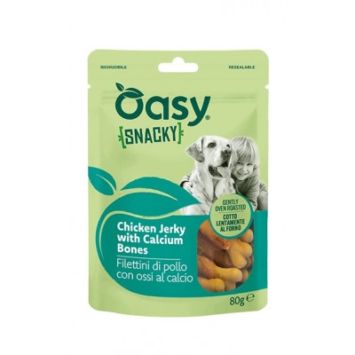 Oasy Dog Snacky Filettini di Pollo con Ossi al Calcio Busta 80g